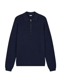Polo en maille de coton mercerisé - Marine