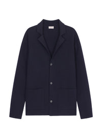 Cardigan col tailleur en laine - Marine