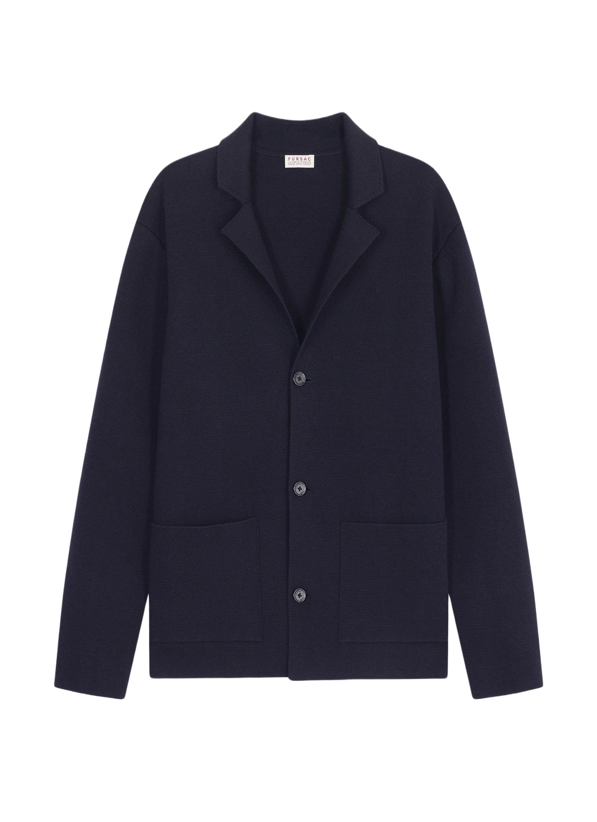 Cardigan col tailleur en laine - Marine
