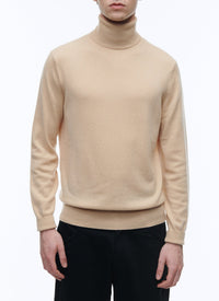 Pull à col roulé en laine - Beige