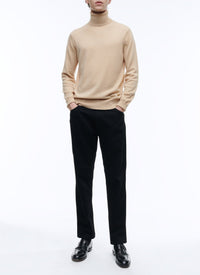 Pull à col roulé en laine - Beige
