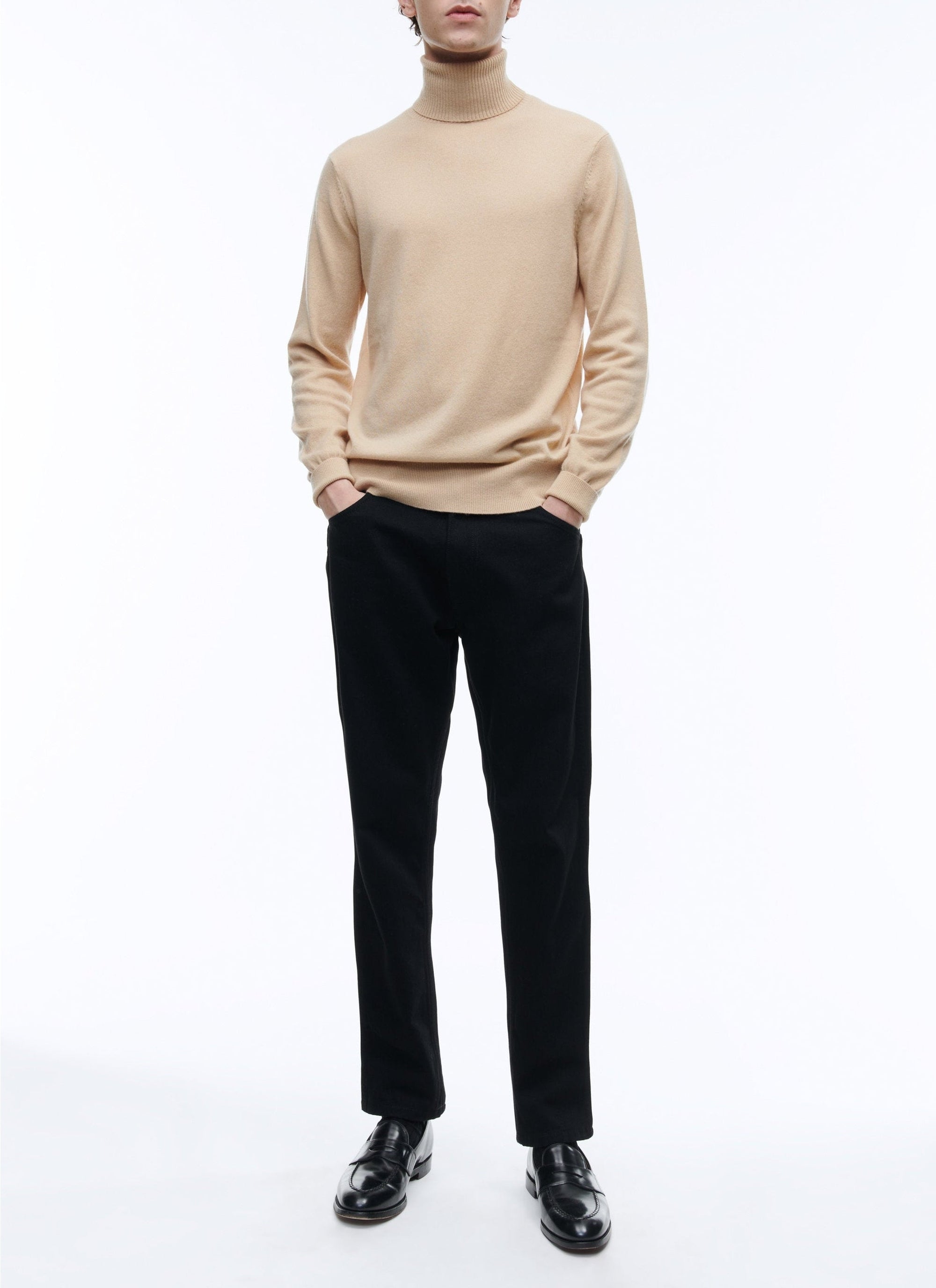 Pull à col roulé en laine - Beige