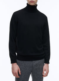 Pull col roulé en laine - Noir
