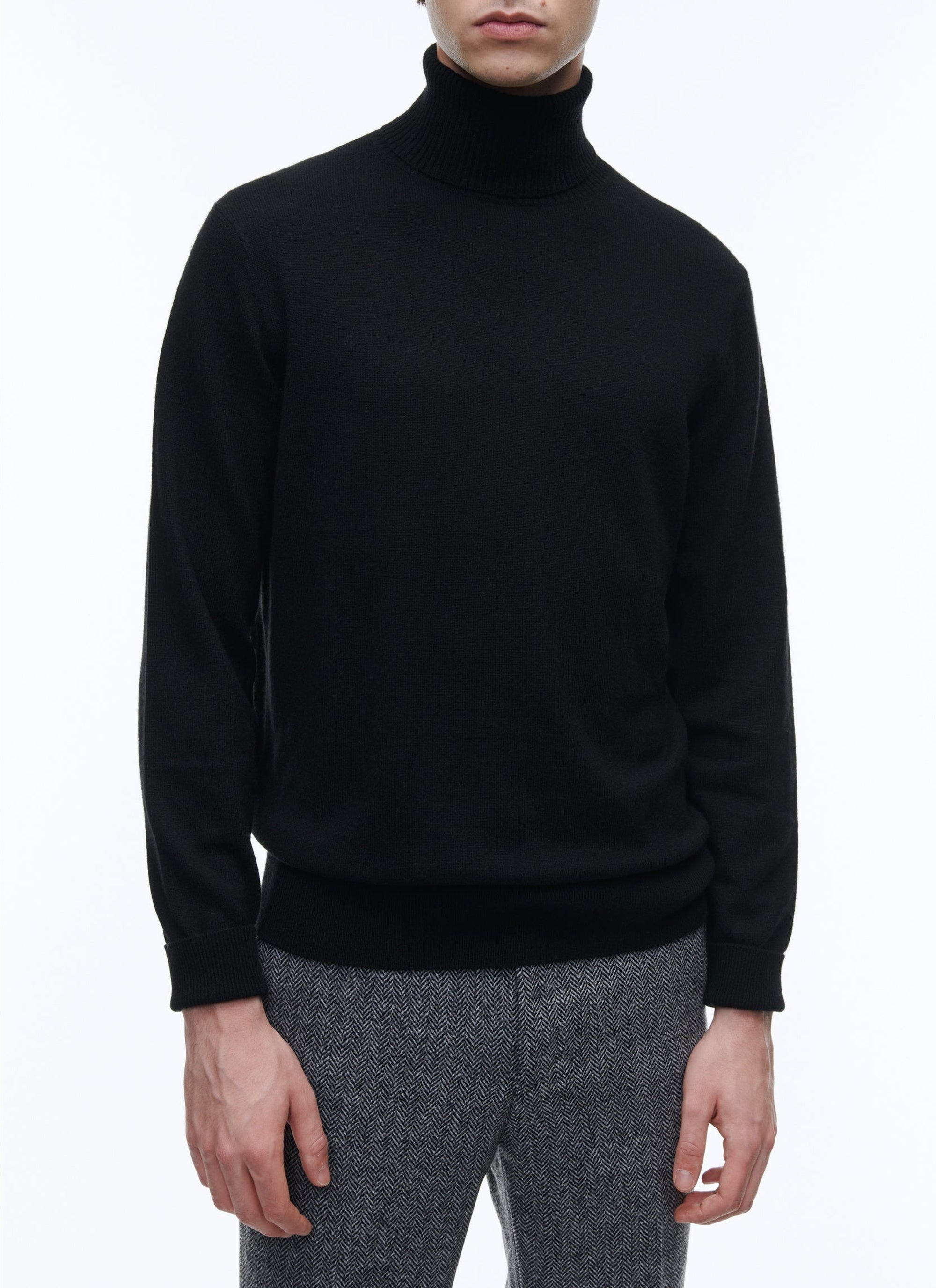 Pull col roulé en laine - Noir