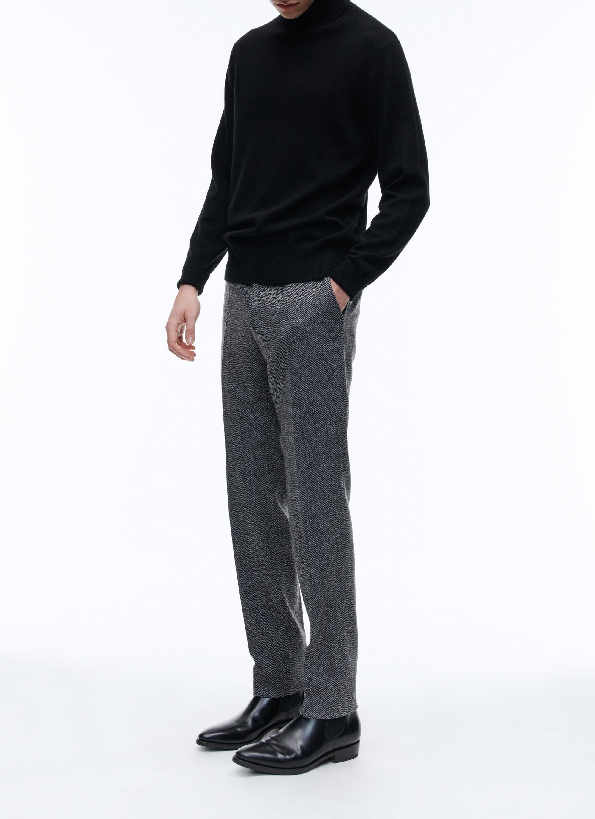 Pull col roulé en laine - Noir