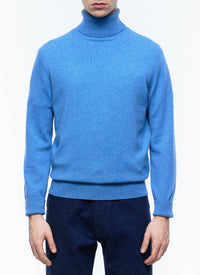 Pull col roulé en laine - Bleu de Nîmes