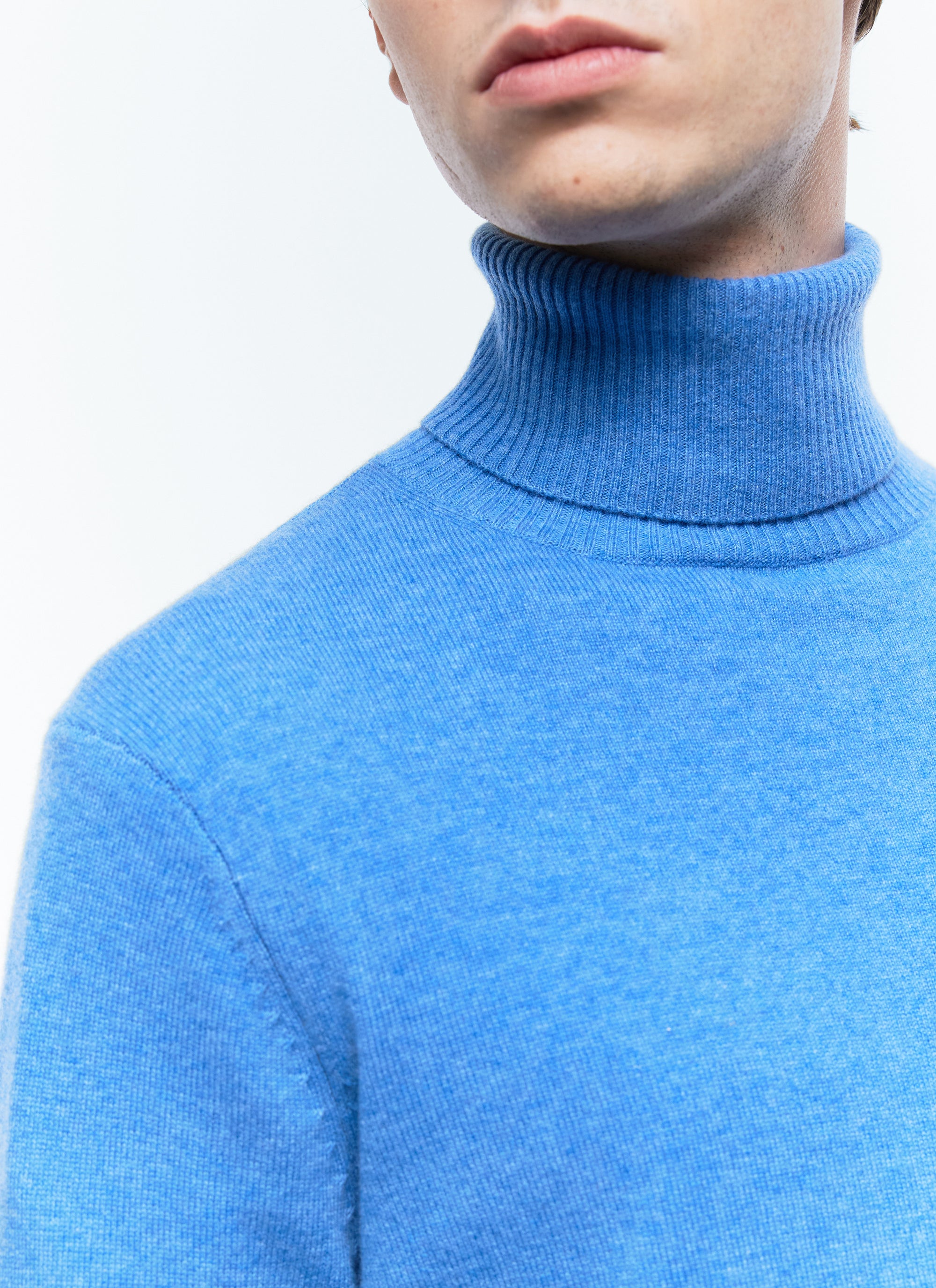 Pull col roulé en laine - Bleu de Nîmes