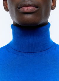 Pull fin à col roulé en laine - Bleu clair