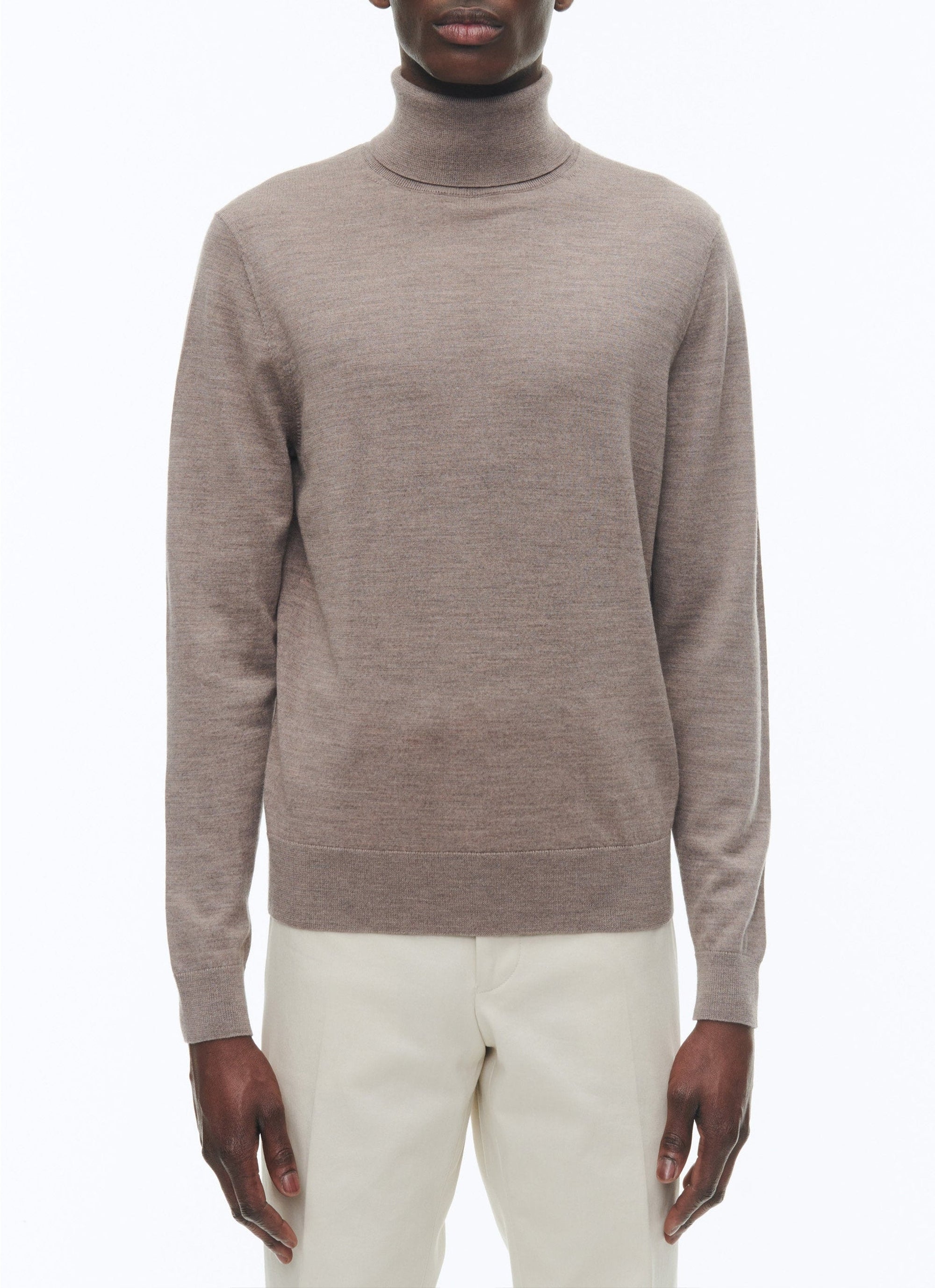 Pull à col roulé en laine - Taupe