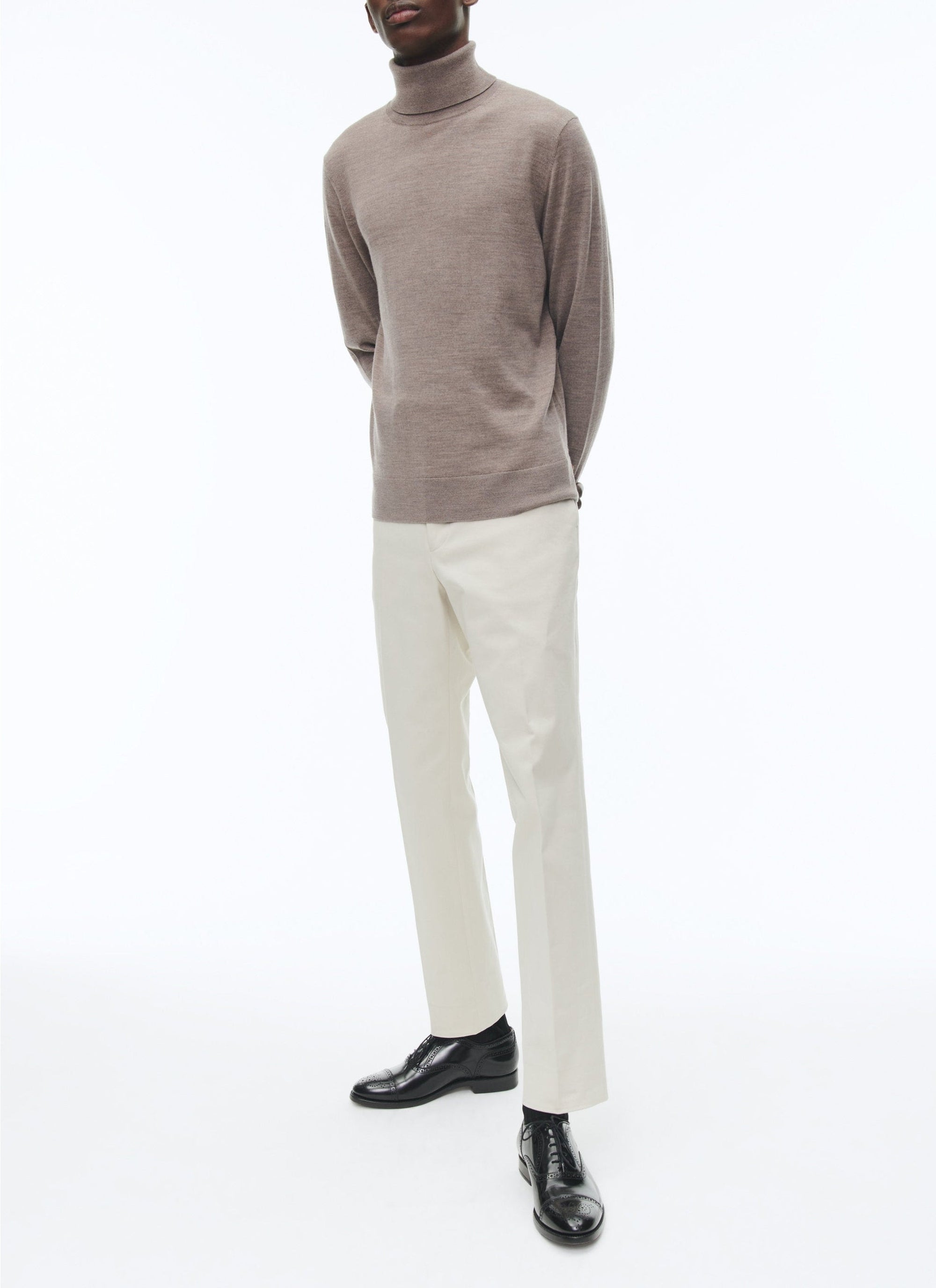 Pull à col roulé en laine - Taupe