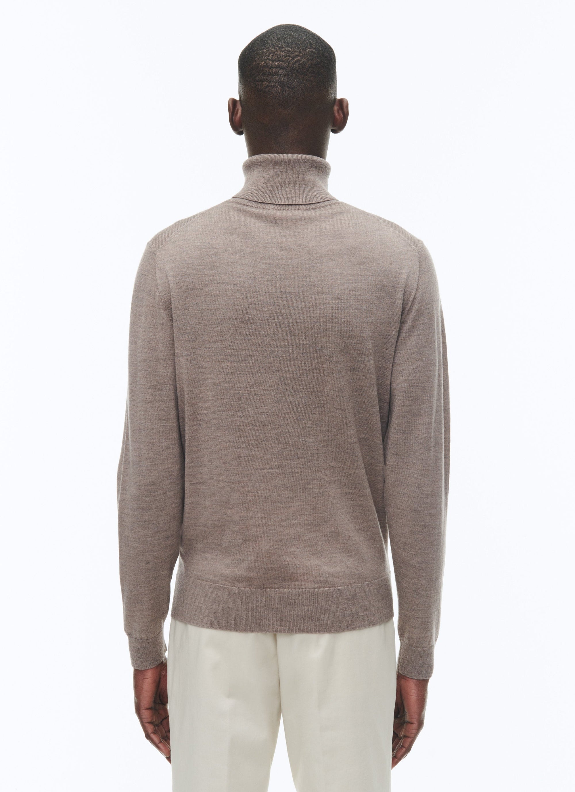 Pull à col roulé en laine - Taupe
