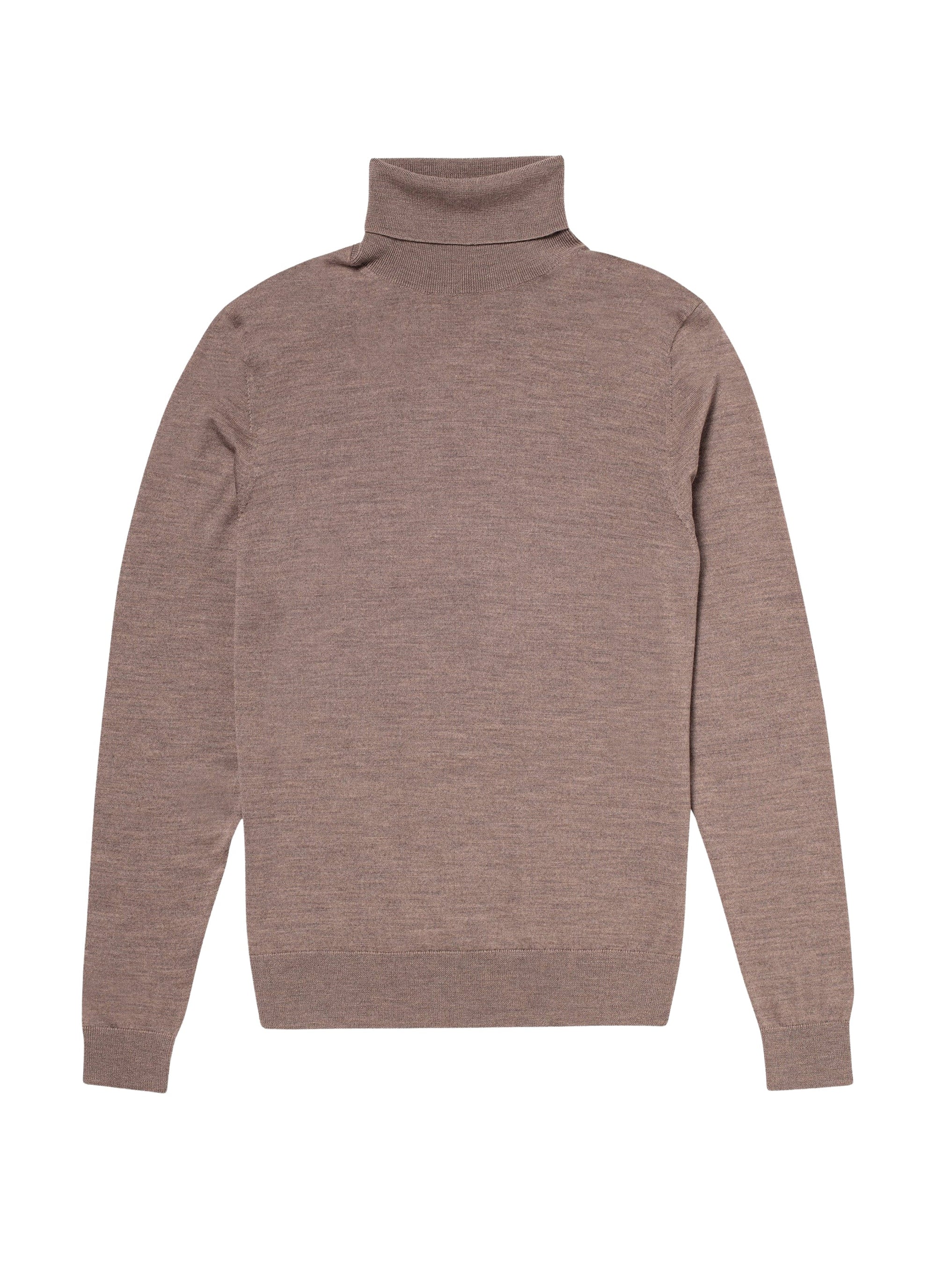 Pull à col roulé en laine - Taupe