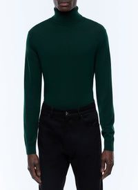 Pull fin à col roulé en laine - Forêt