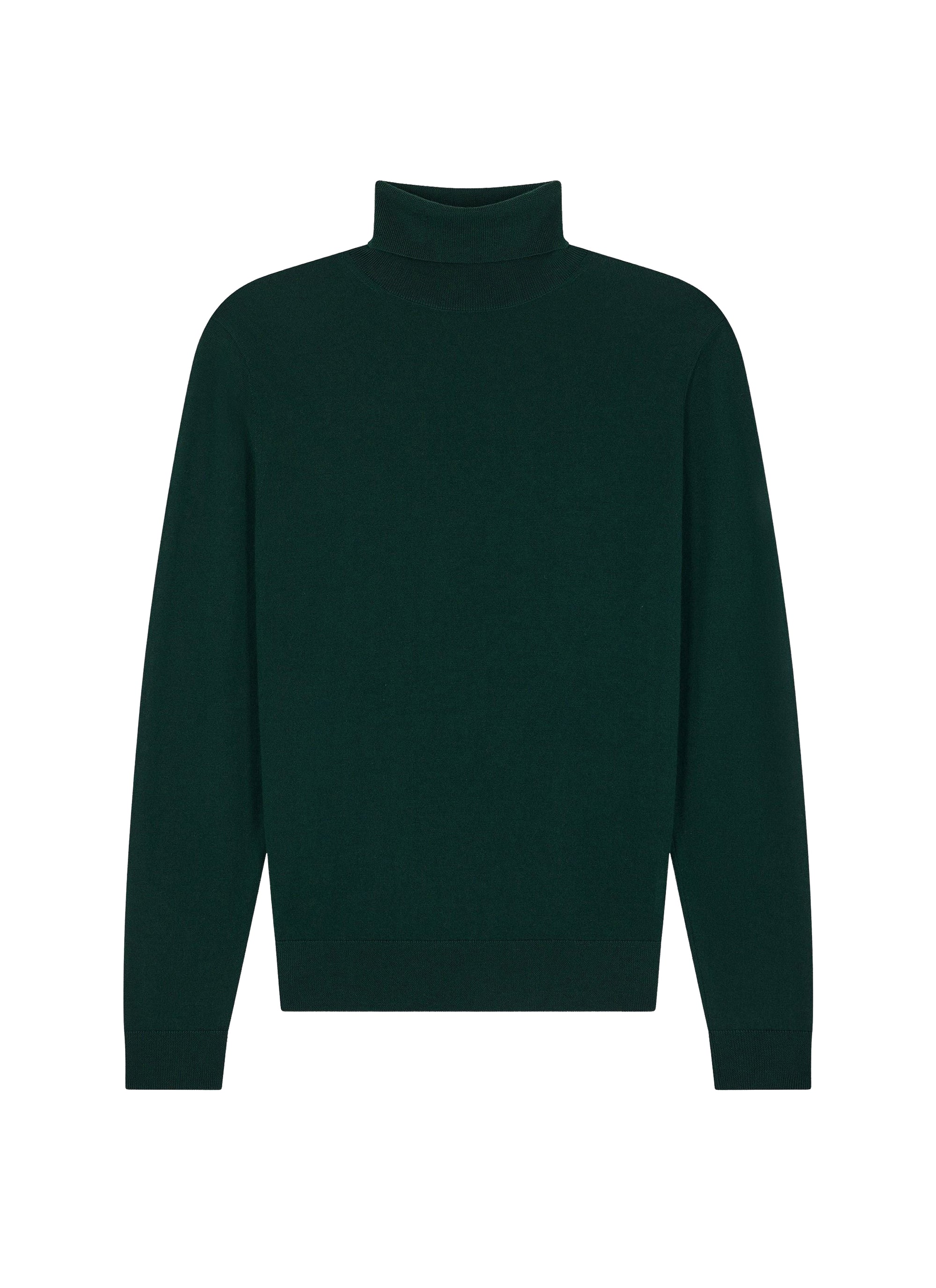Pull fin à col roulé en laine - Forêt