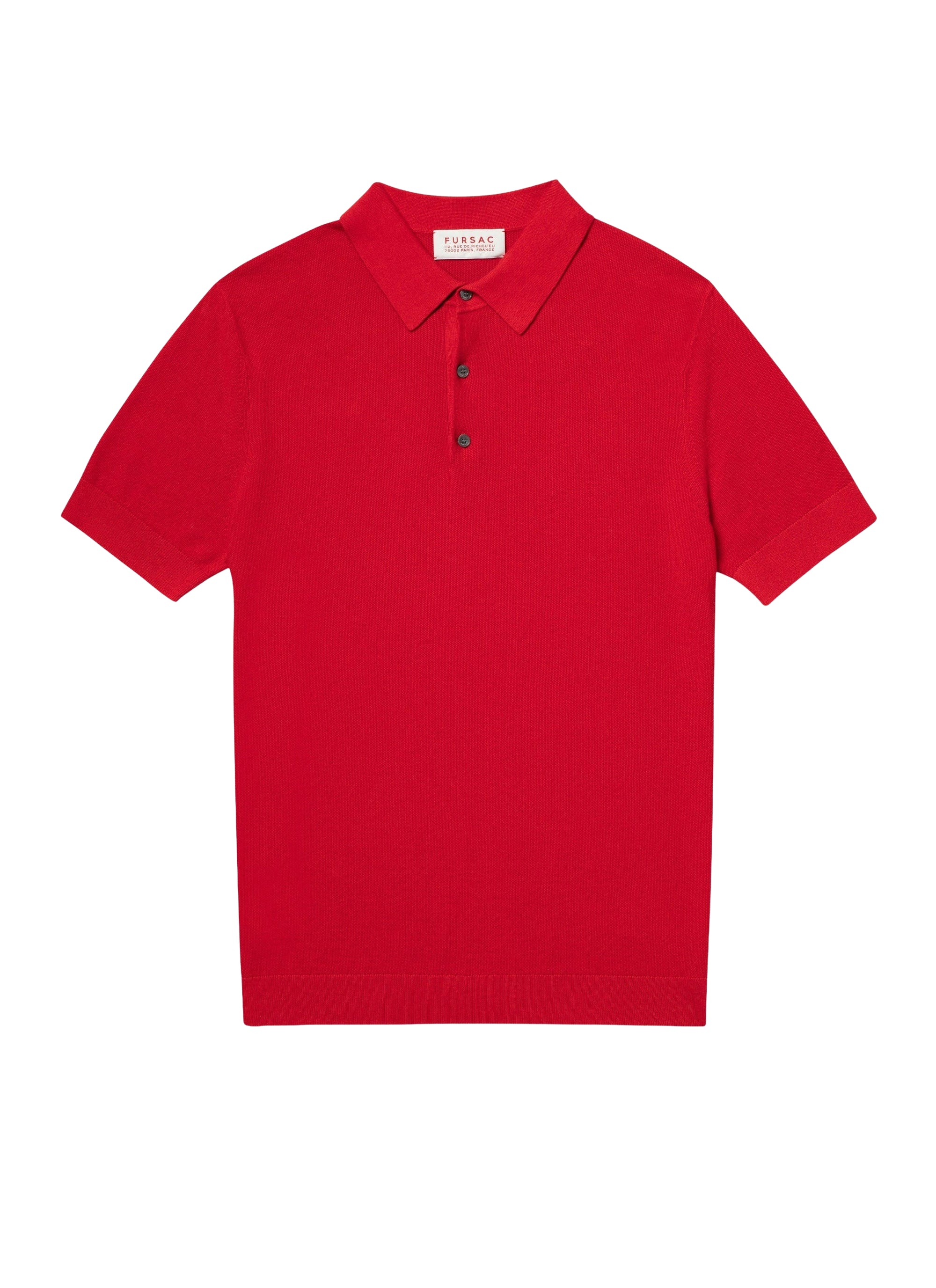 Button-down polo shirt in fine knit - Vermillon