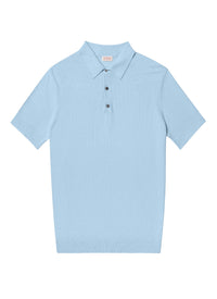 Button-up cotton polo shirt - Pastel blue
