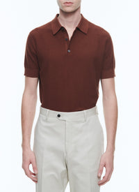 Polo en maille en cachemire mélangé - Cachou