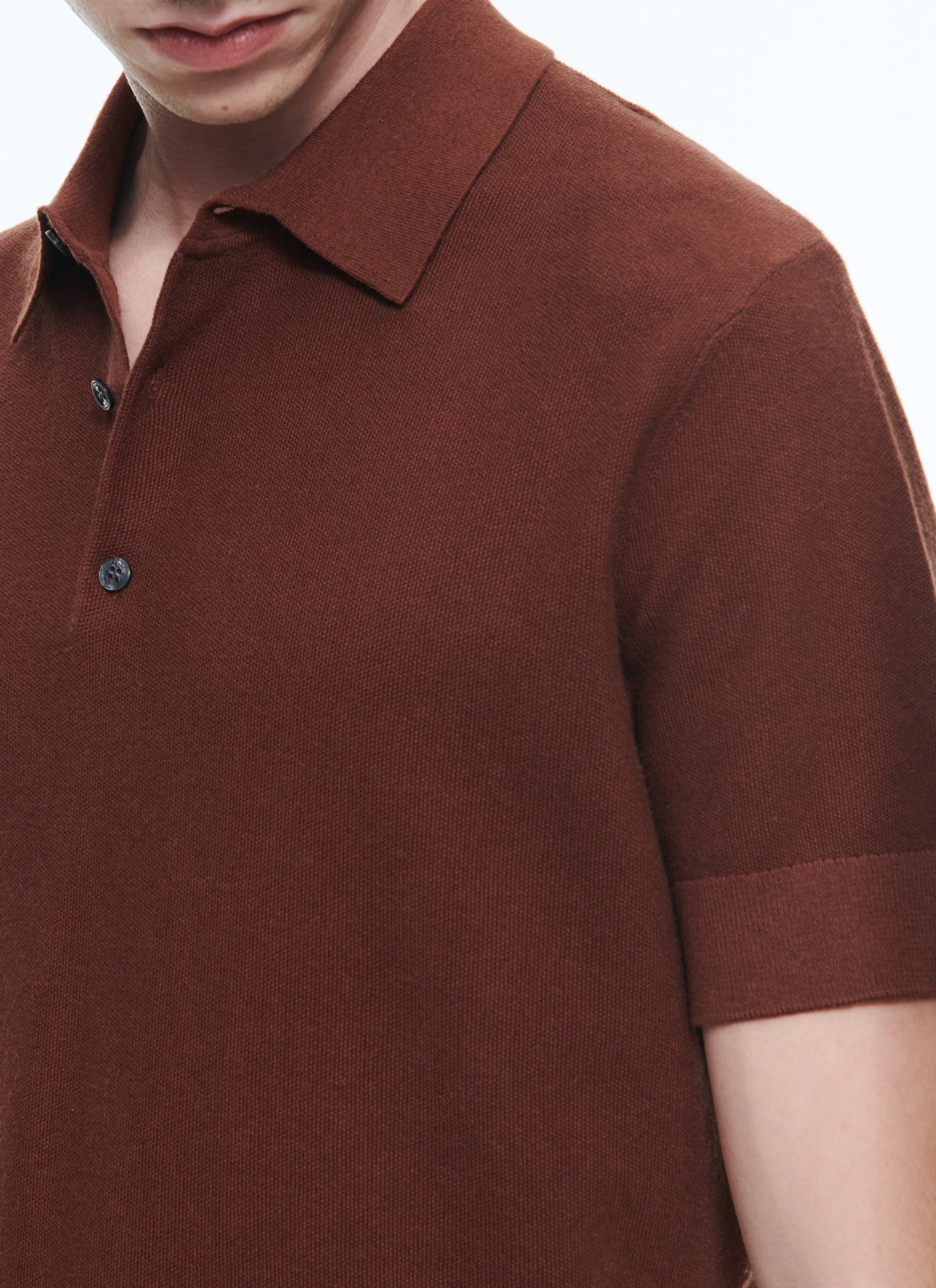 Polo en maille en cachemire mélangé - Cachou