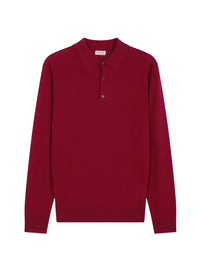 Long-sleeved woollen polo shirt - Bordeaux