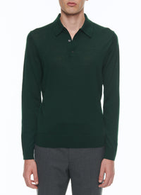 Polo à manches longues en laine - Forêt