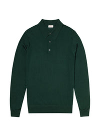 Long-sleeved woollen polo shirt - Forest
