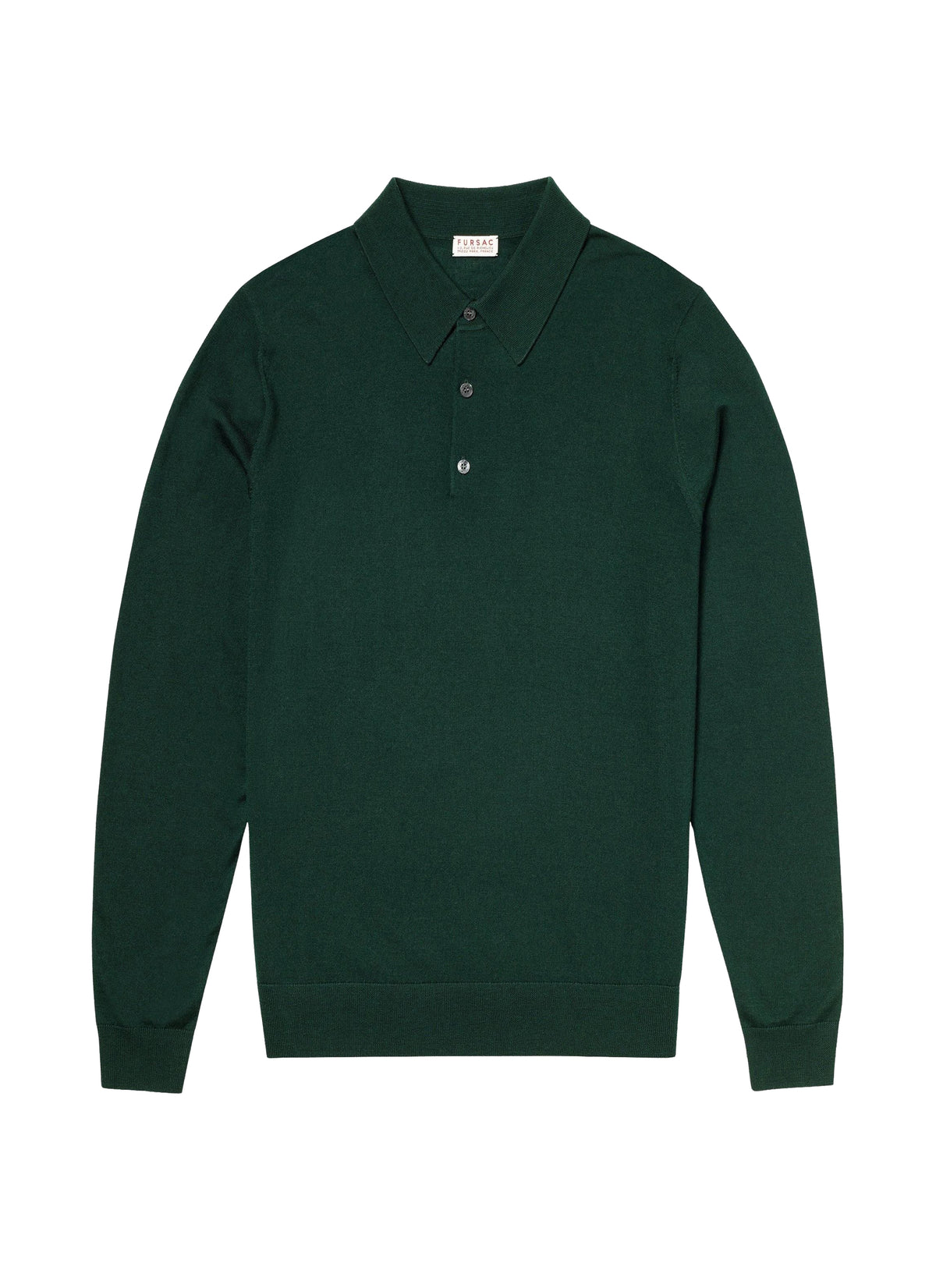 Long-sleeved woollen polo shirt - Forest