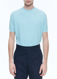 Fine knit T-shirt - Bleu Givre