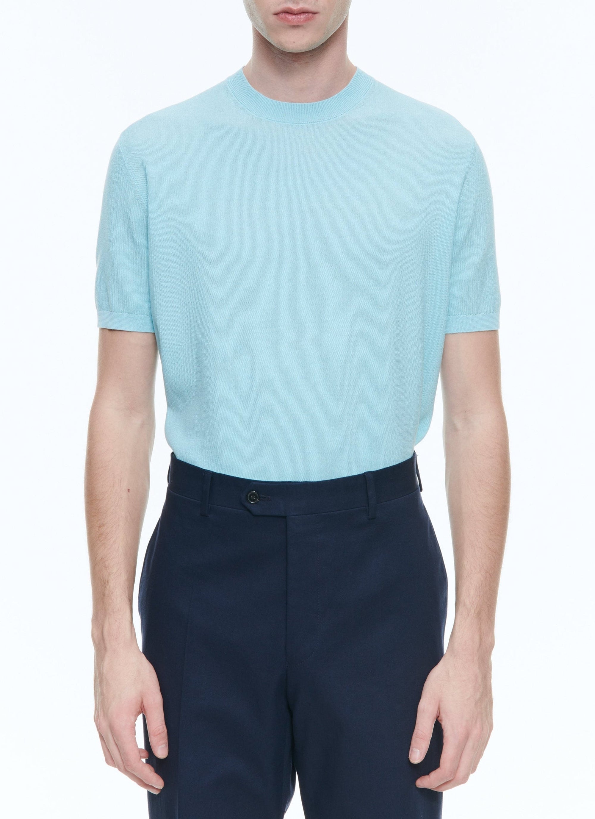 Fine knit T-shirt - Bleu Givre