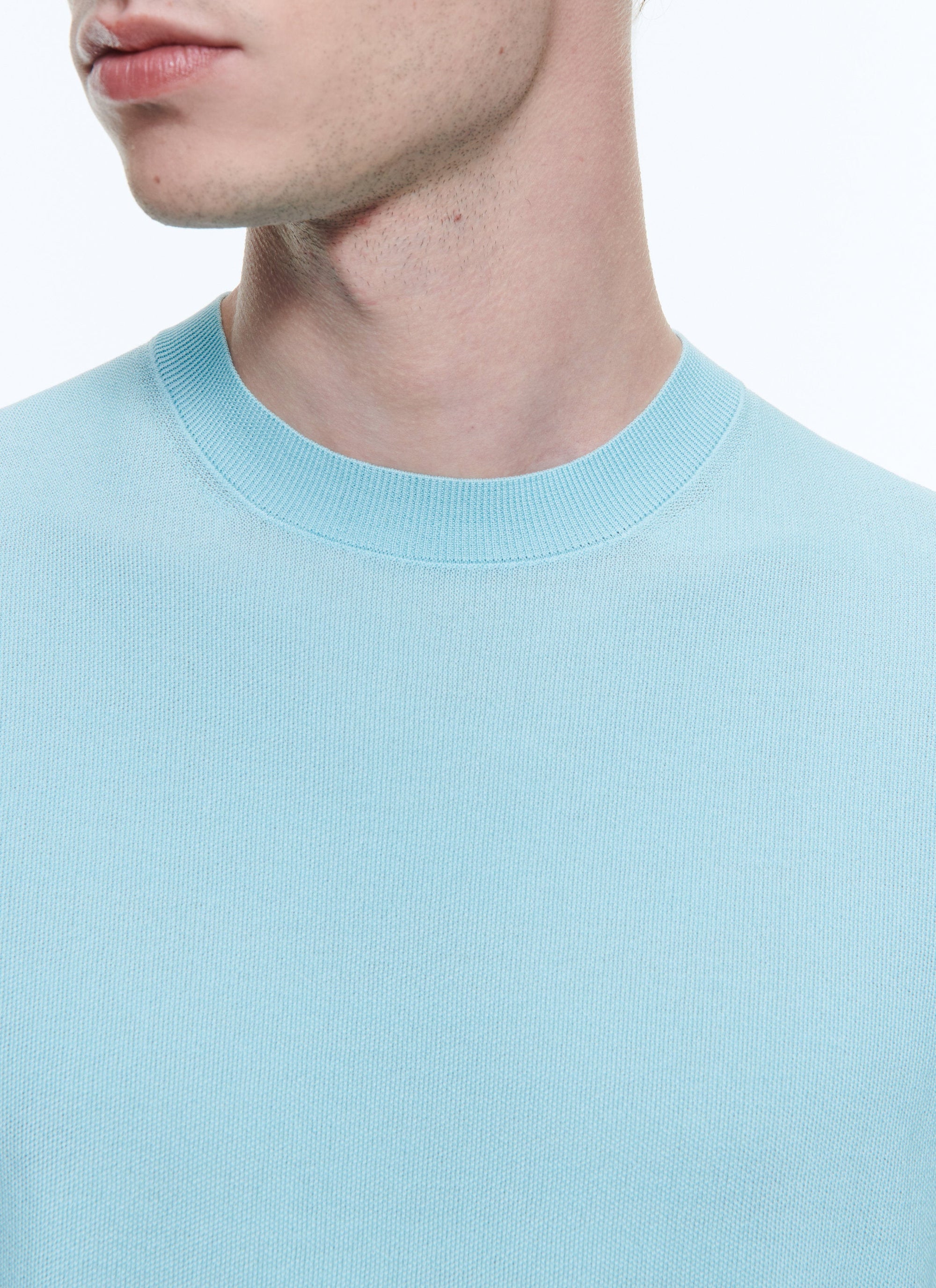 Fine knit T-shirt - Bleu Givre