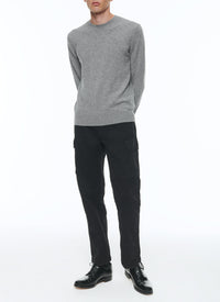 Pull col rond en cachemire - Gris Chiné