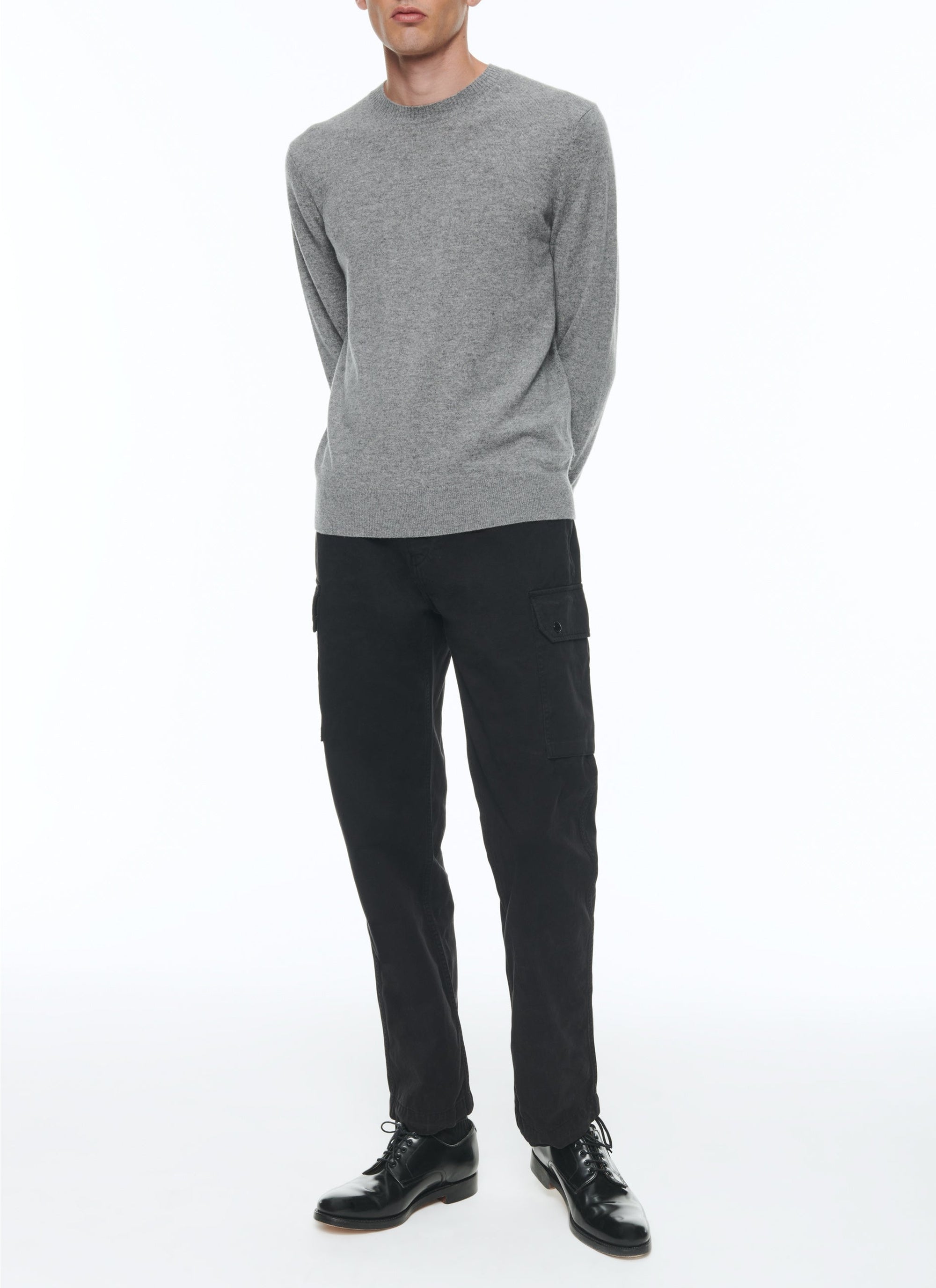 Pull col rond en cachemire - Gris Chiné