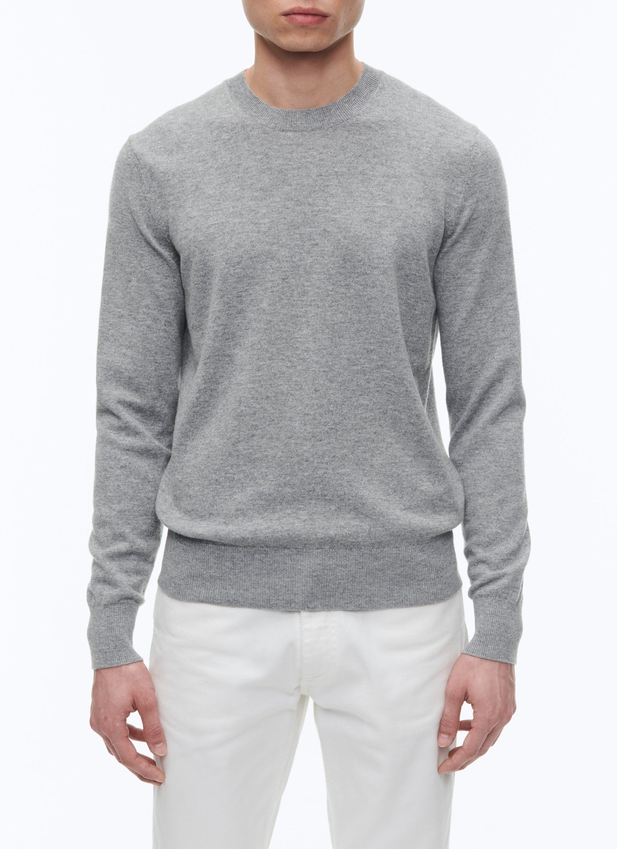 Pull col rond en laine - Perle