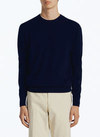 Wool round-neck jumper - Navy blue