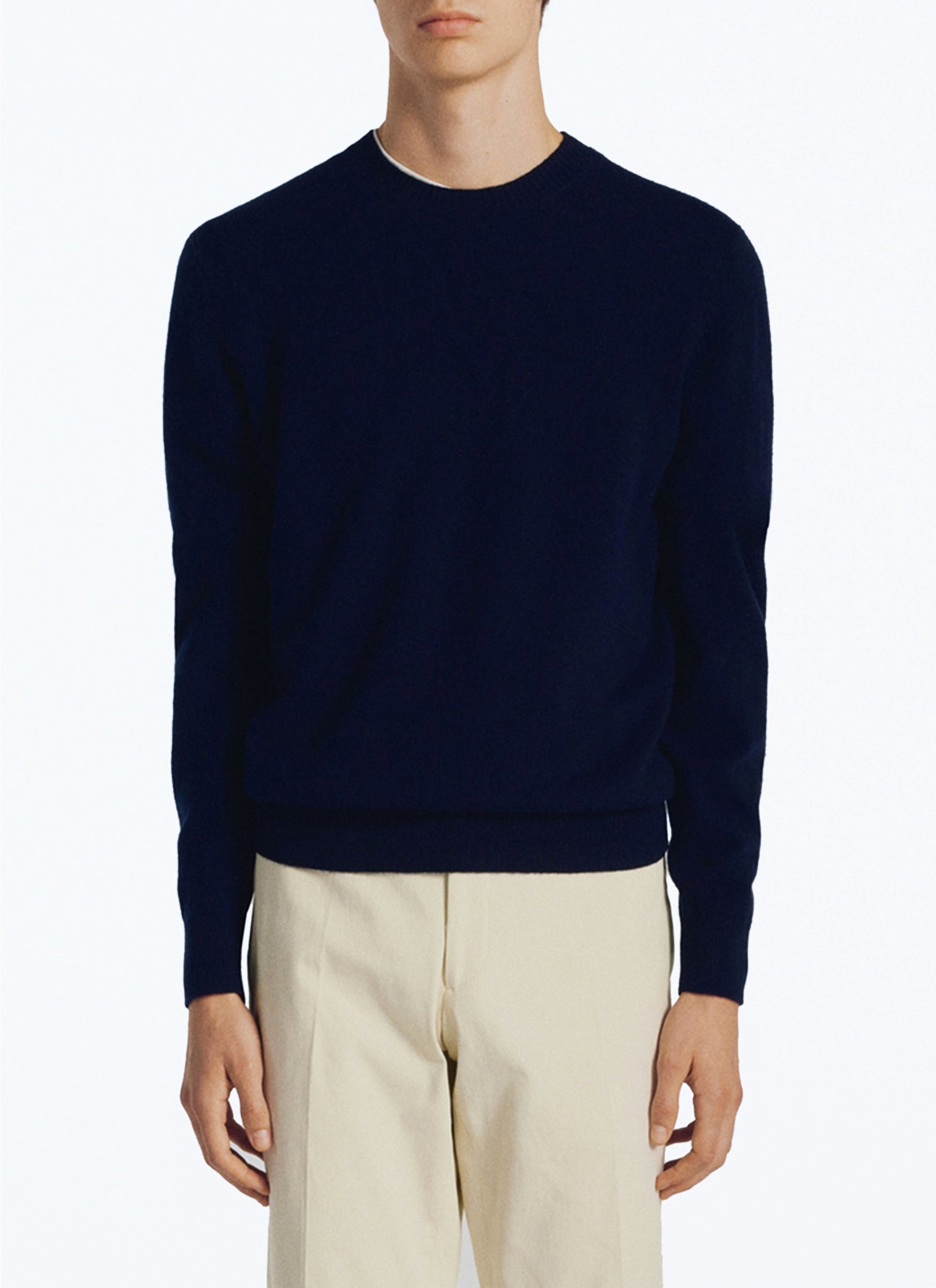 Wool round-neck jumper - Navy blue