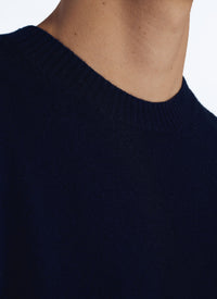 Wool round-neck jumper - Navy blue