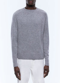 Pull manche raglan en laine - Gris Chiné