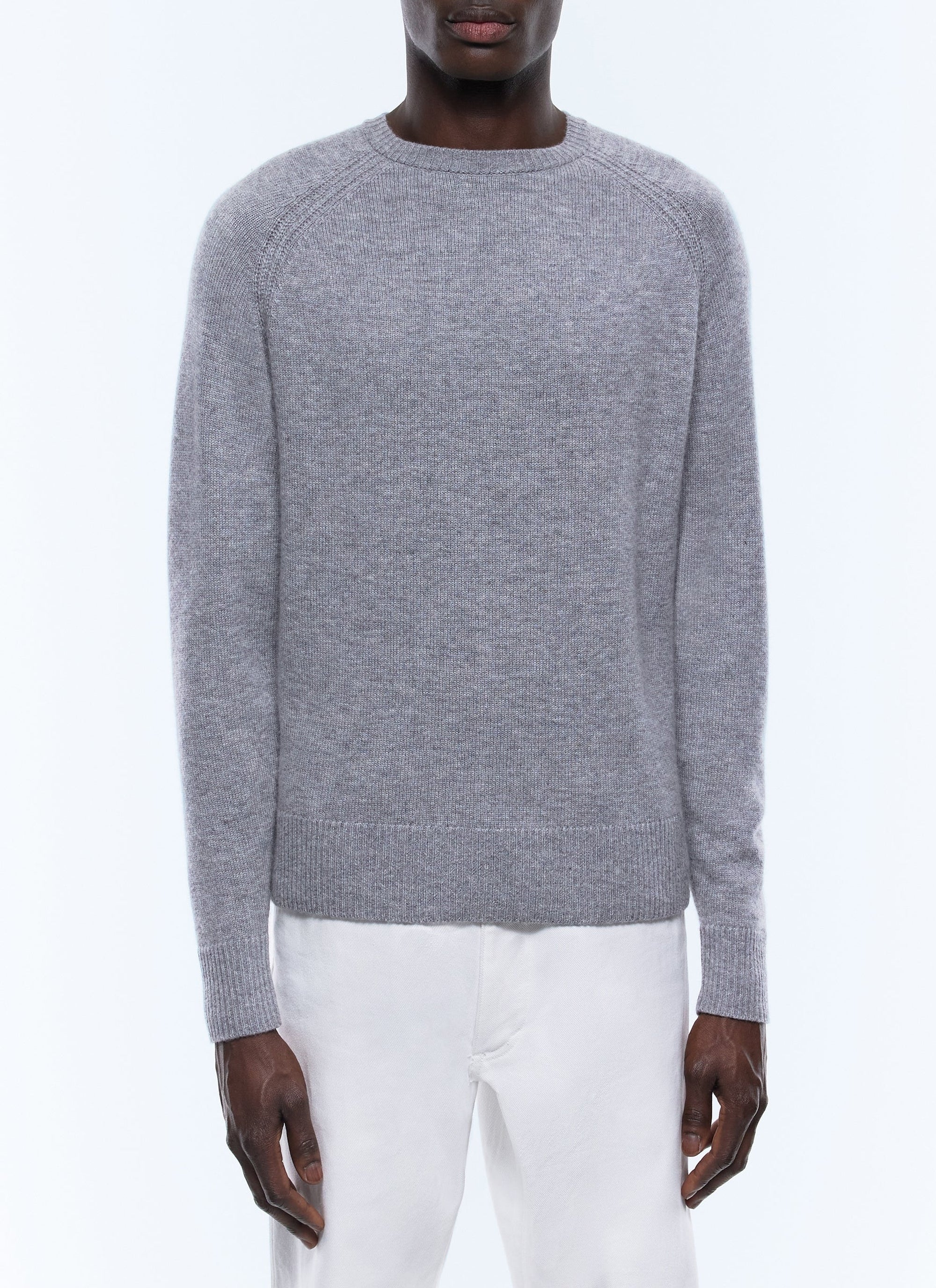 Pull manche raglan en laine - Gris Chiné