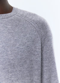 Pull manche raglan en laine - Gris Chiné