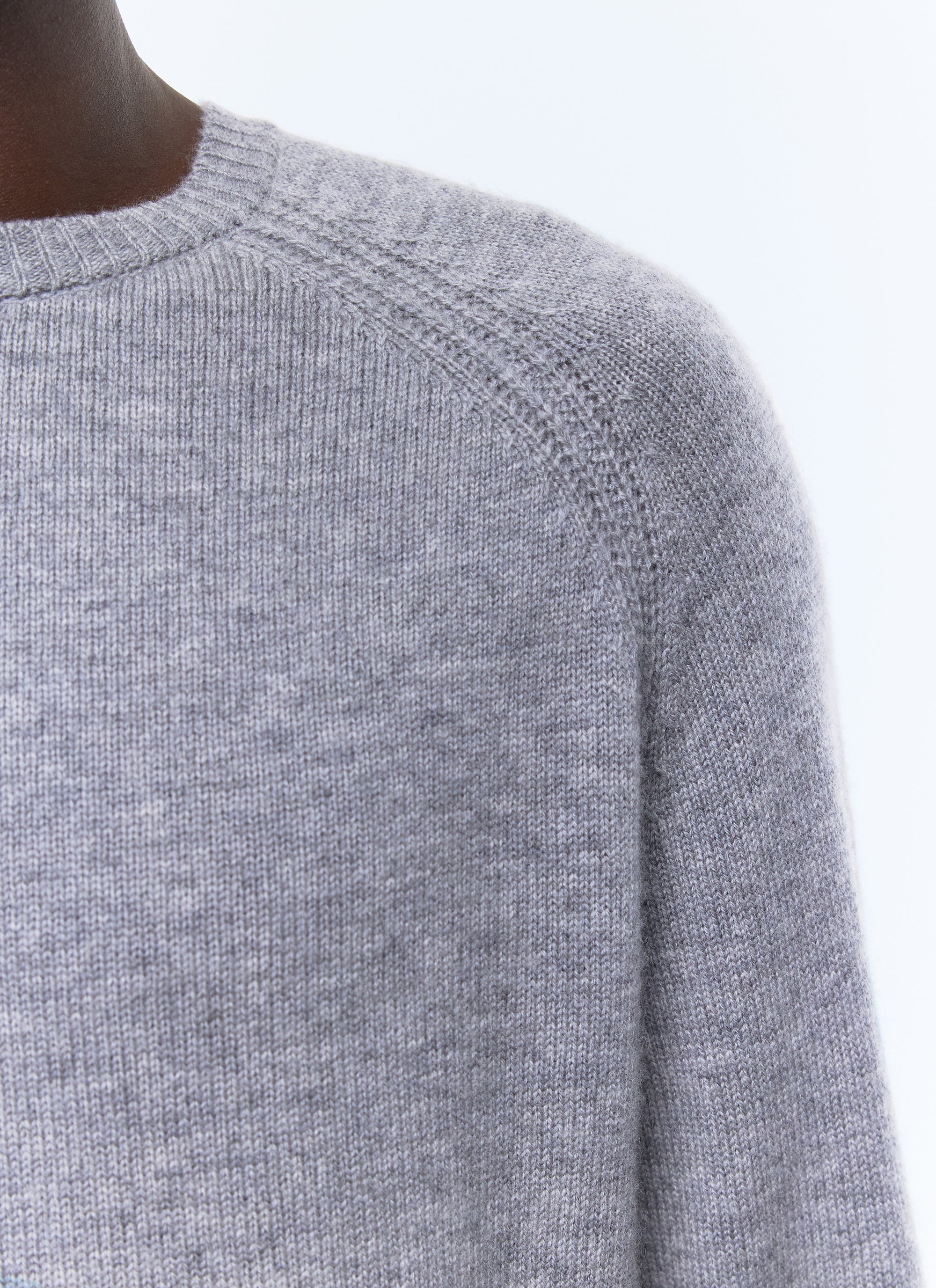 Pull manche raglan en laine - Gris Chiné