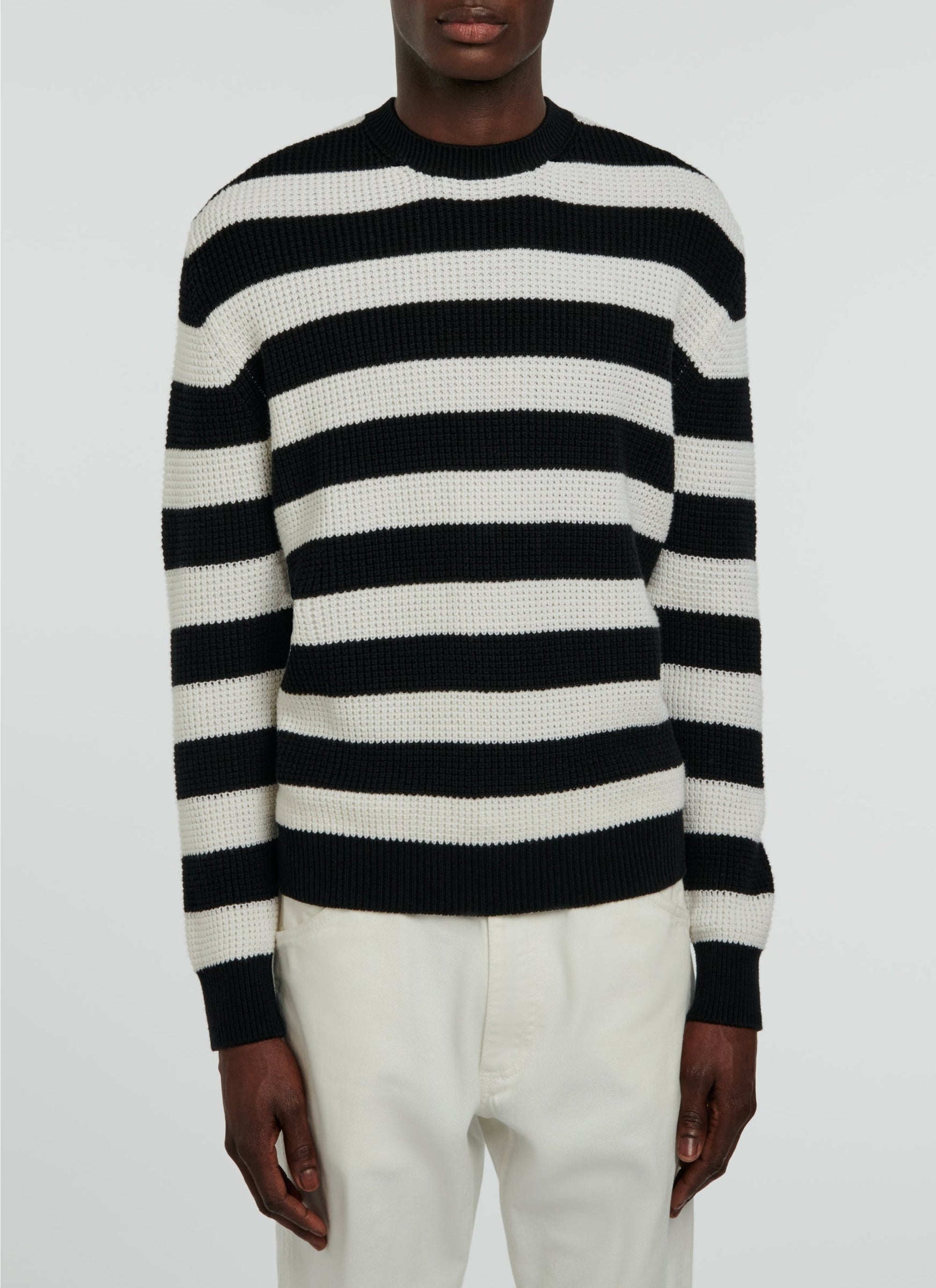 Pull à rayures en laine - Noir