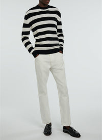 Pull à rayures en laine - Noir