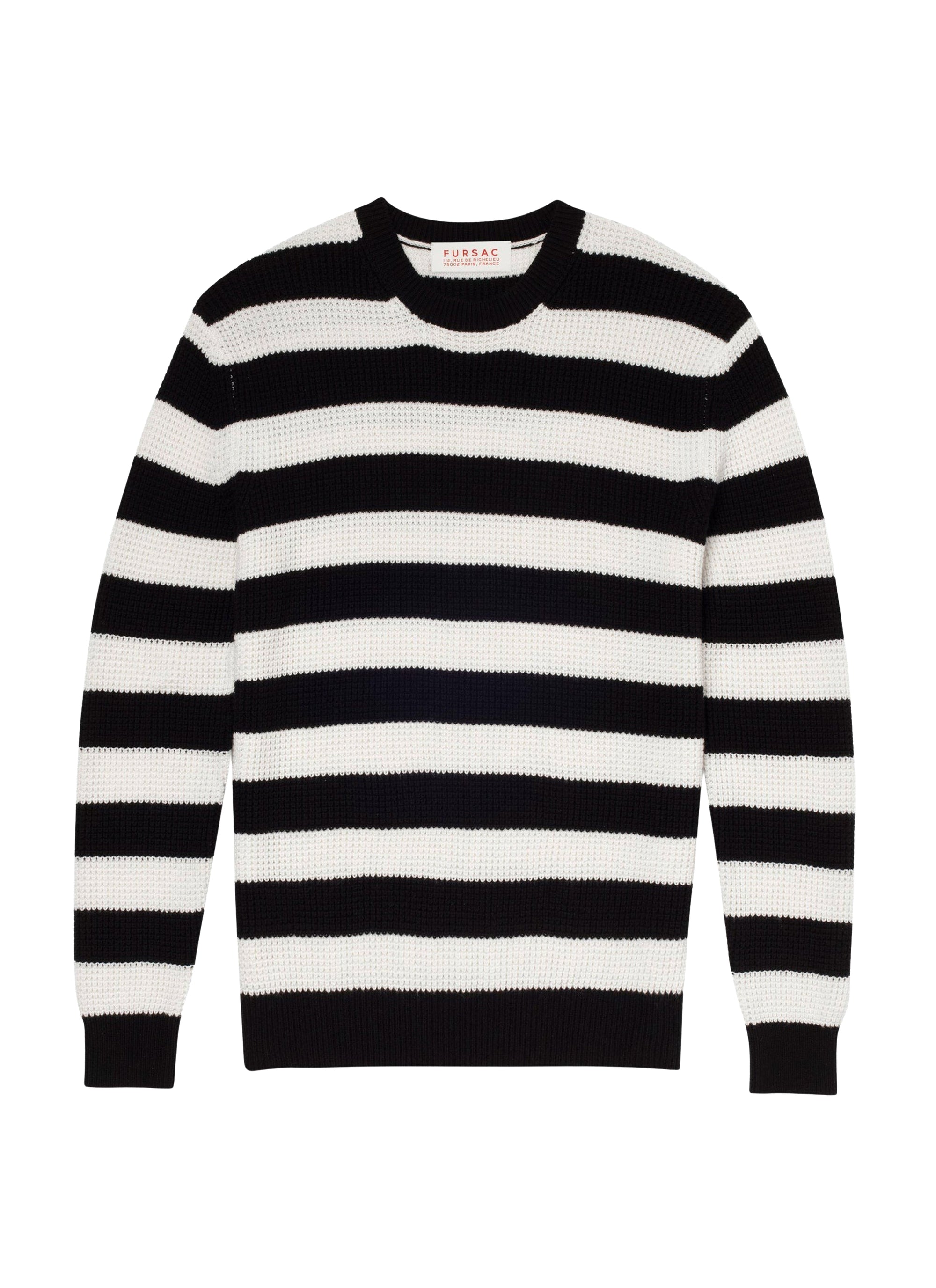 Pull à rayures en laine - Noir