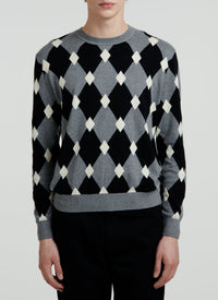 Pull à motif géométrique en coton - Acier