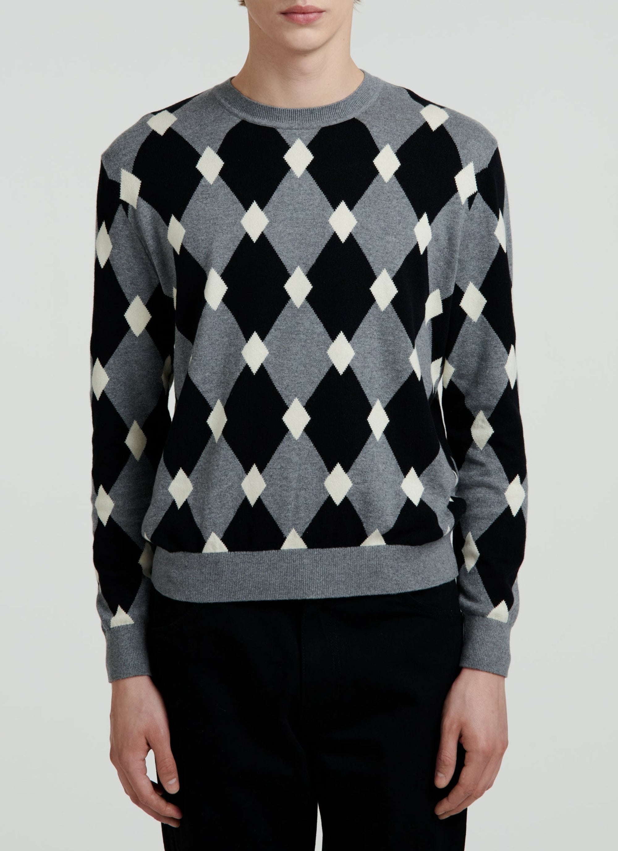 Pull à motif géométrique en coton - Acier