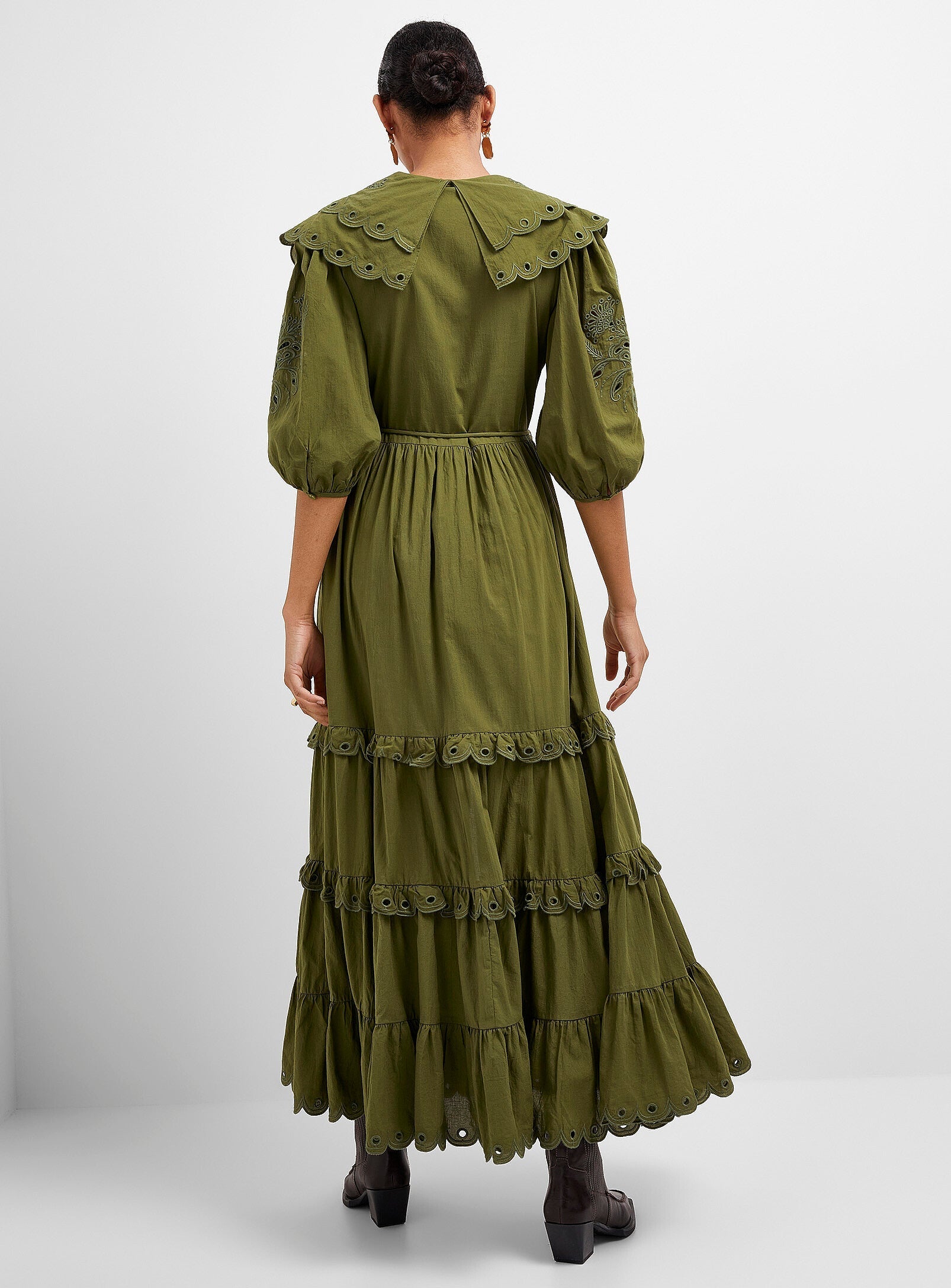 Robe longue Richelieu Humming Bird en coton - Vert