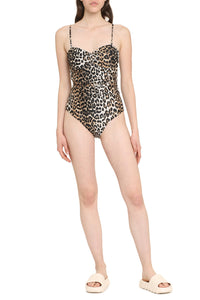 Maillot une pièce froncé - Leopard