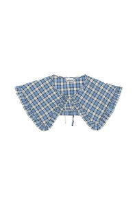 Col amovible en coton - Check Azure Blue