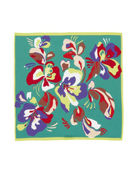 Mini silk square with coloured flowers - Mint