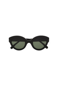Round thick-frame sunglasses - Black