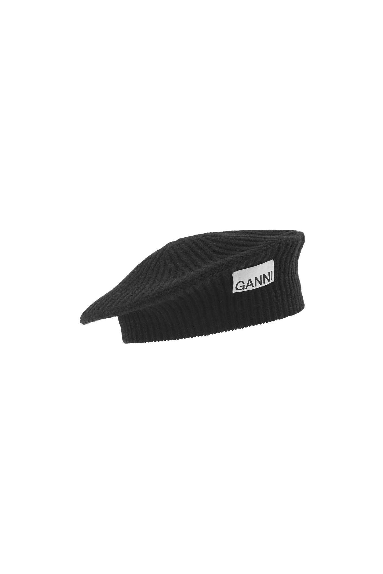 Béret côtelé en laine - Black